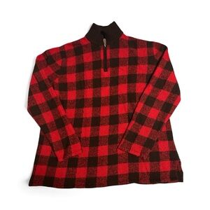 Vintage Lauren Ralph Lauren Lambswool Buffalo Plaid 1/4 Zip Sweater;XL
